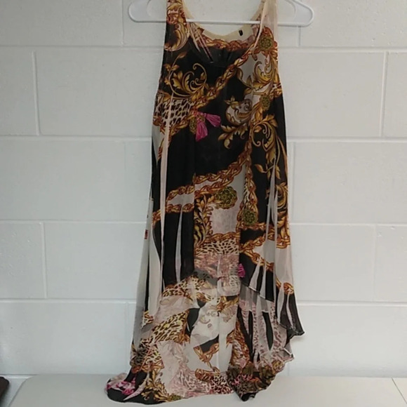 SHEER HIGH LOW TANK TOP CHAIN & TASSEL PRINT - Picture 7 of 8